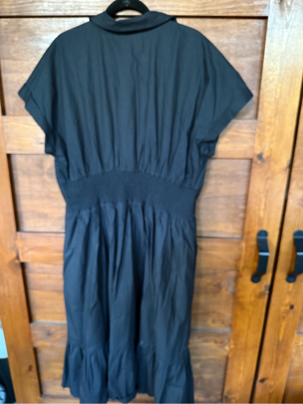 Anthropologie Black Button-Front Midi Shirt Dress - Picture 3 of 5